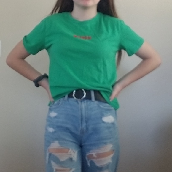 Forever 21 "Weirdo" T Shirt Green - Picture 1 of 4